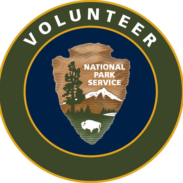 Official Volunteer logo showing an NPS shield graphic in a circle with the word 