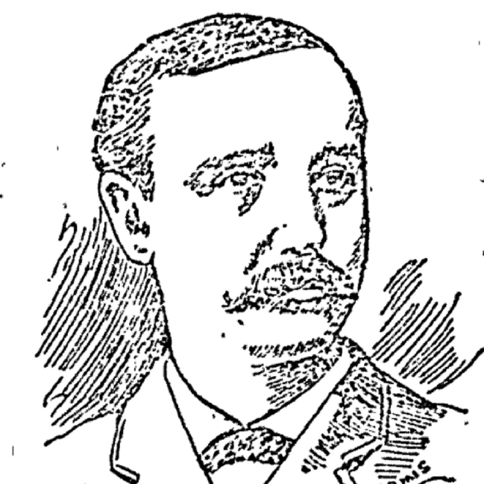 black and white etching of Isaac Hahn