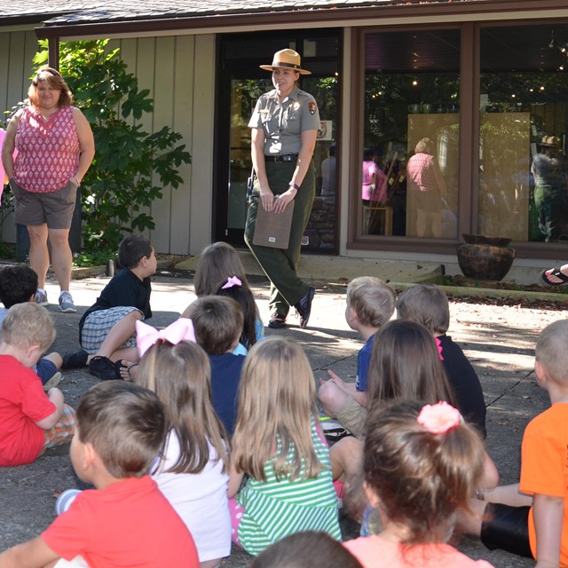 Ranger Bridget with school group