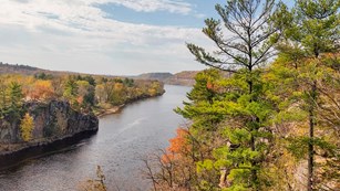 A river flows through a rock gorge.
