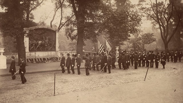 Soldiers at the 54th Shaw Memorial