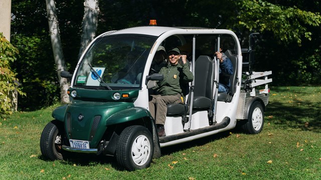 ranger driving small shuttle