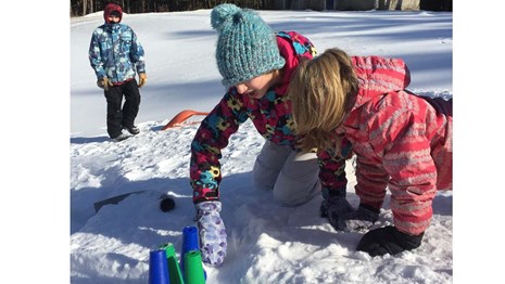 marble maze in the snow