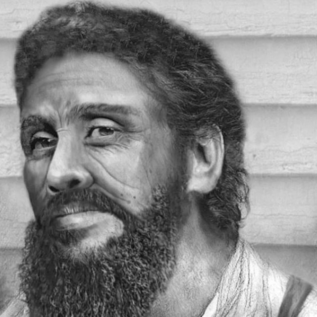 Graphically realistic illustration of a man with a beard