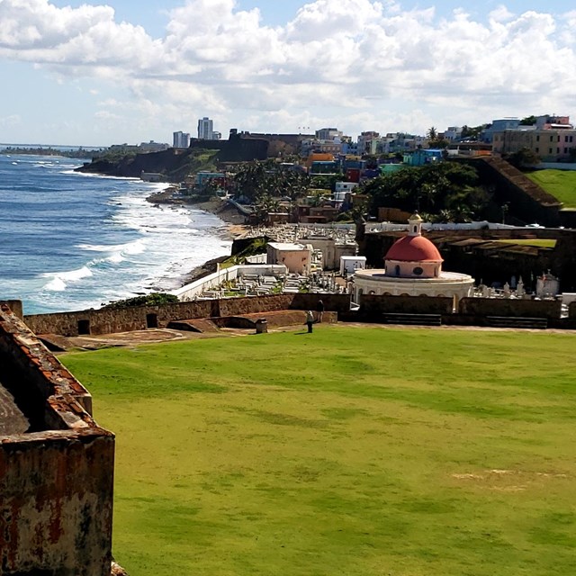 Overlooking La Perla barrio and Santa María Magdalena de Pazzi Cemetery from El Morro