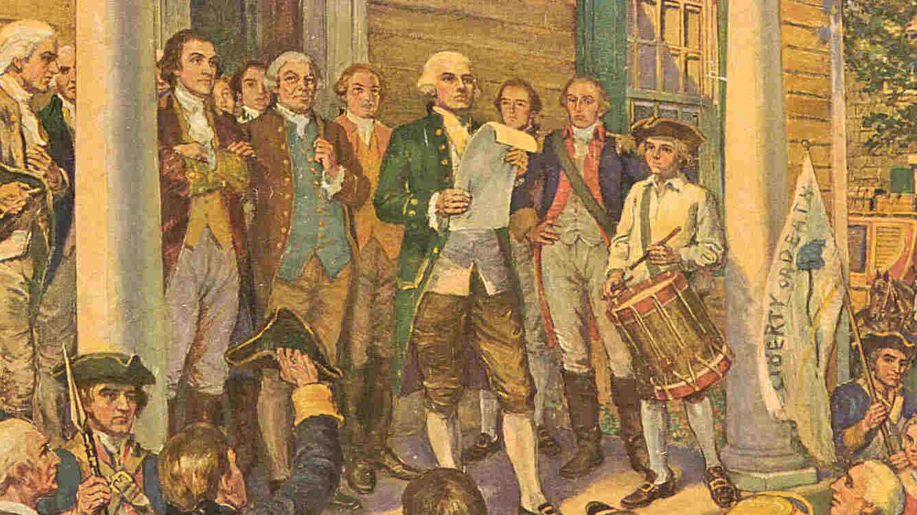 Illustration of a woman in colonial clothes  