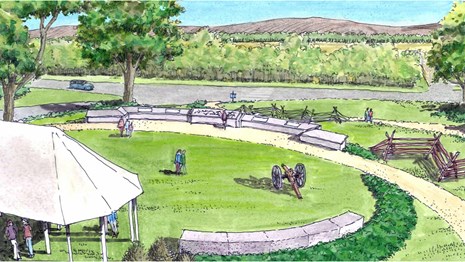 An illustration depicting the proposed design of the Saratoga Surrender Site 