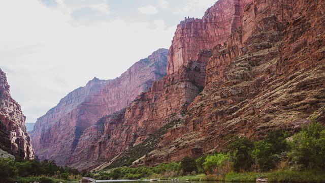 Towering canyon walls