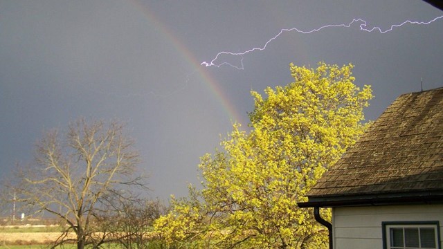 ightning and rainbow at Gettysburg National Military Park