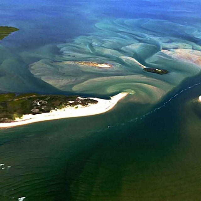 An aerial view of Fire Island.