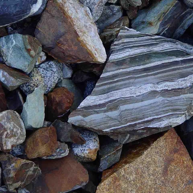 A close up of colored rocks.