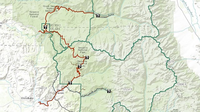 A map of the parks and surrounding area