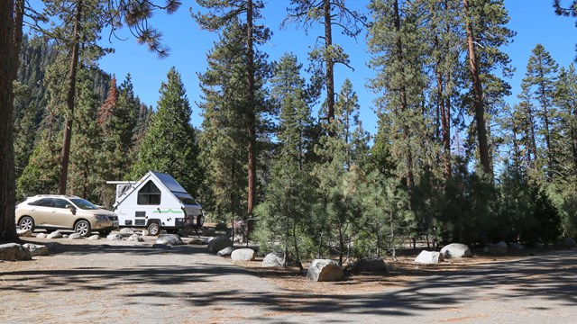 A tent on rocky ground