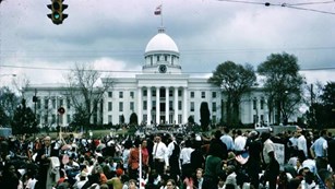 Marchers at the Alabama State Capitol on the final day of the Selma to Montgomery marches