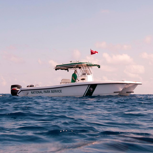 National Park Service boat out at sea