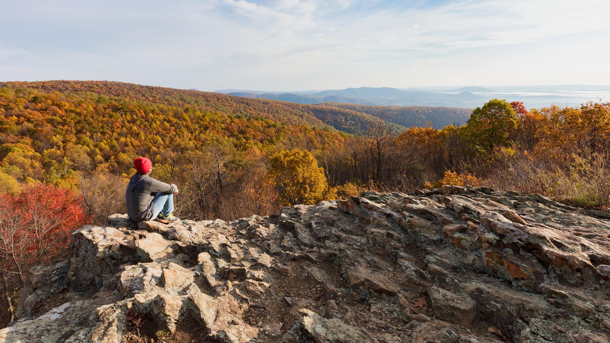 Hiker on Indian Run Overlook 