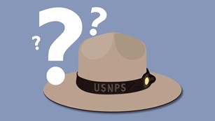 A graphic of a large, flat-brimmed hat with question marks surrounding it.