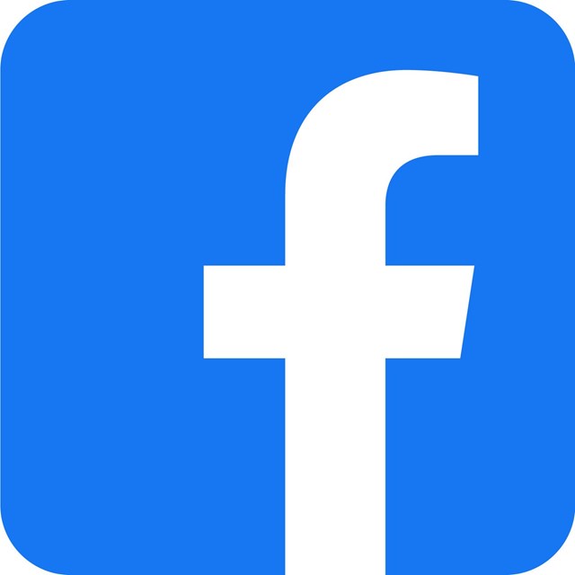 The color logo for Facebook: a blue box with a white F.