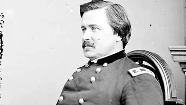 Historic black and white image of a Union officer in uniform. 