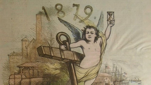 Historic engraving of Baby New Year. 