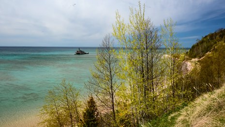The Morazan wreck in the waters off the shore of South Manitou Island