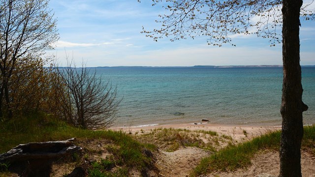 A beach campsite on South Manitou Island.