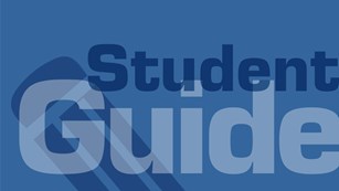 Blue box labeled student guide with a drawing of a pencil