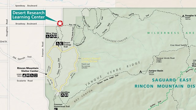 Map of Tucson area showing location of DRLC.