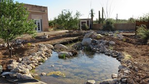 Artificial stream at the Desert Research Learning Center