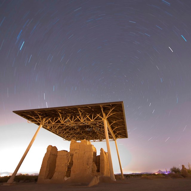 Star trail at Casa Grande Ruins National Monument