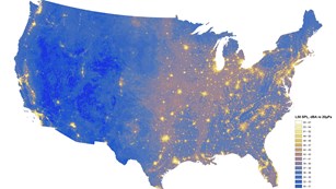 Geospatial sound map shows concentrations of sound in areas across the USA