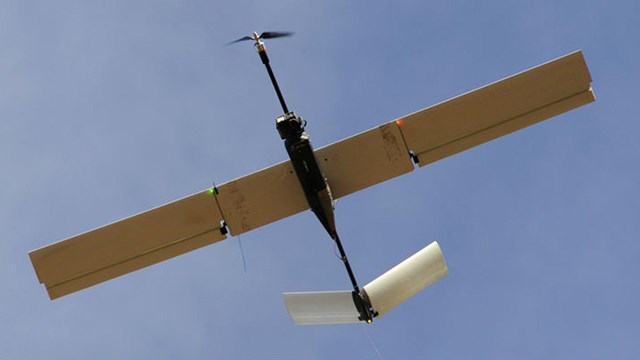 A ground up view of Falcon Unmanned aerial vehicle.