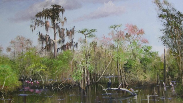 "The Big Cypress Swamp." Oil on canvas, by Sam Vinikoff, an English-born artist.