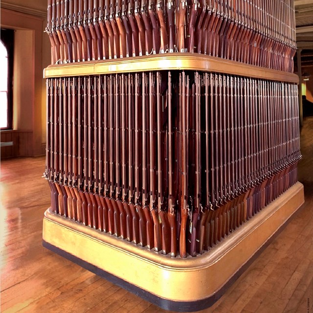 View of double rack of 1861 rifle-muskets.