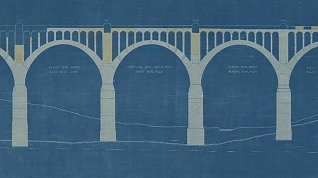 Blueprint of (Martin's Creek Viaduct design plans