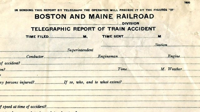 Telegraphic Report of Train Accident Form