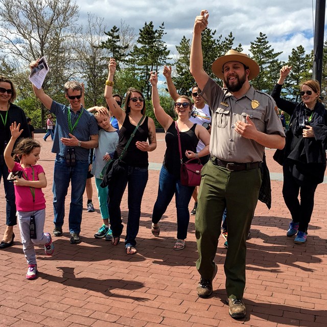 A ranger led tour on Liberty Island
