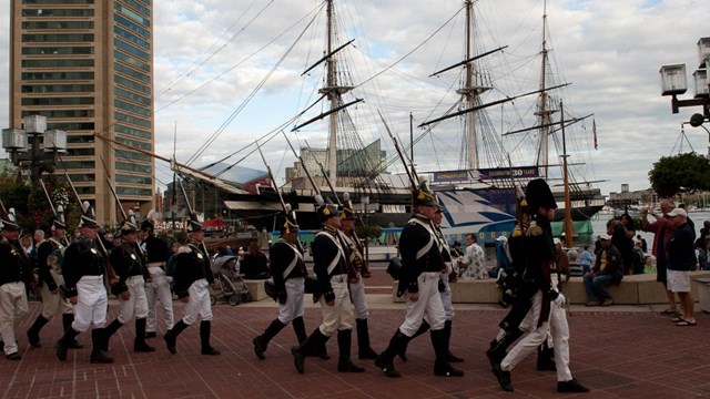 Soldiers depicting what Baltimore would have looked like during the war of 1812