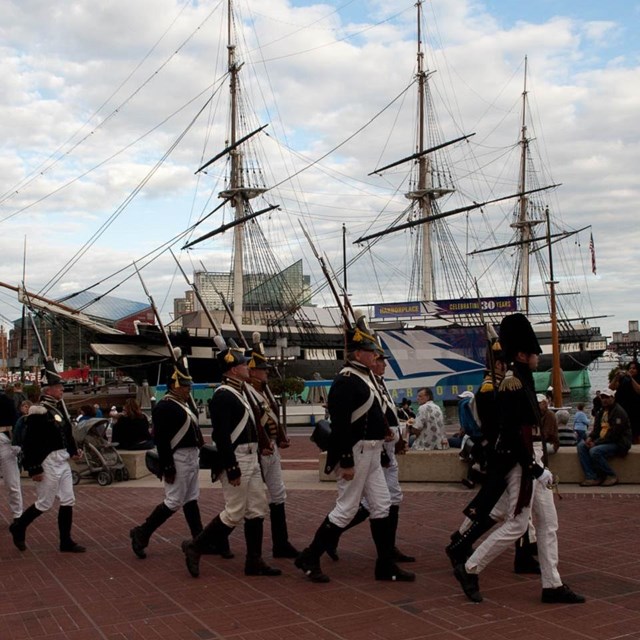 Soldiers depicting what Baltimore would have looked like during the war of 1812