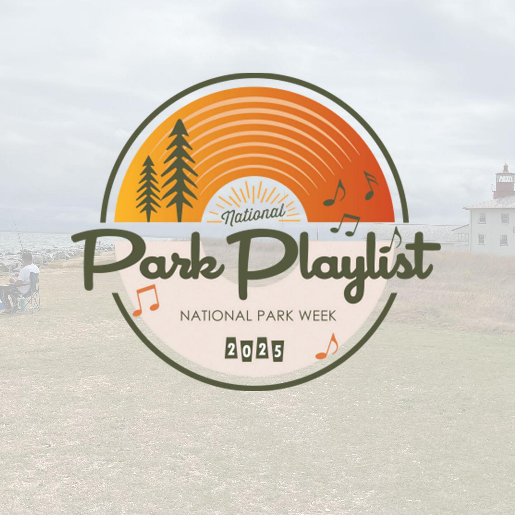 National Park Week 2025 logo looks like a record and says 