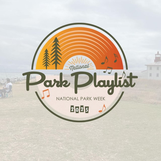 National Park Week 2025 logo looks like a record and says 
