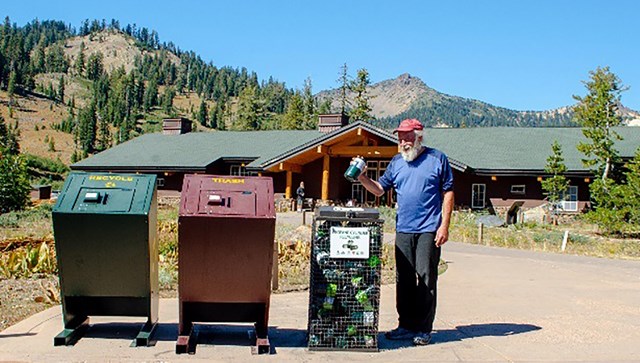 Recycle and trash containers located at a national park.