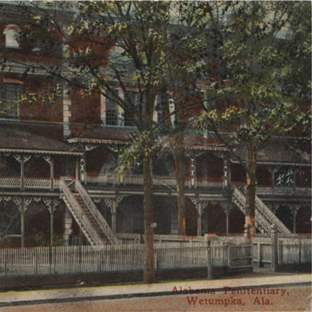 Postcard of a penitentiary.