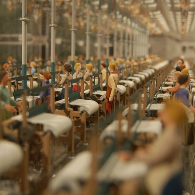 A model of workers at the Boott Mill, Lowell