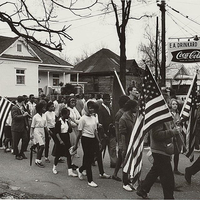 People march from Selma to Montgomery. LOC photo