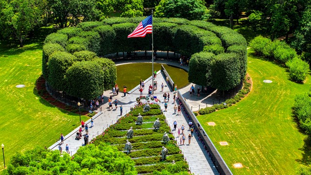 Aerial view of the Korean War Veterans Memorial 