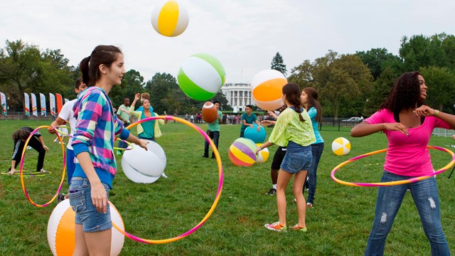 Children playing on the Ellipse on the World Wide Day of Play. 