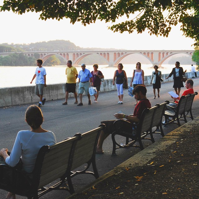 People walking on Georgetown Waterfront Path.