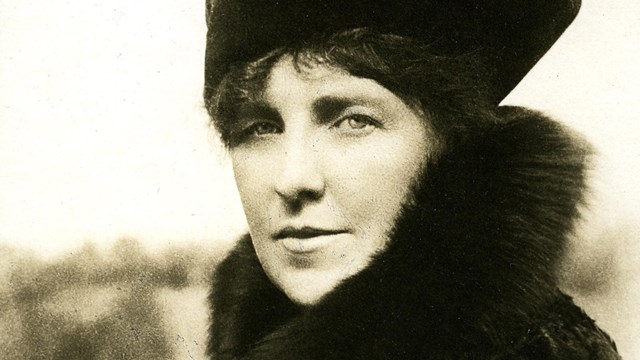 Sepia portrait of Theodate Pope Riddle, architect