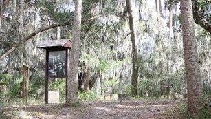 former cabin site of willie browne, with sign and representative doorway